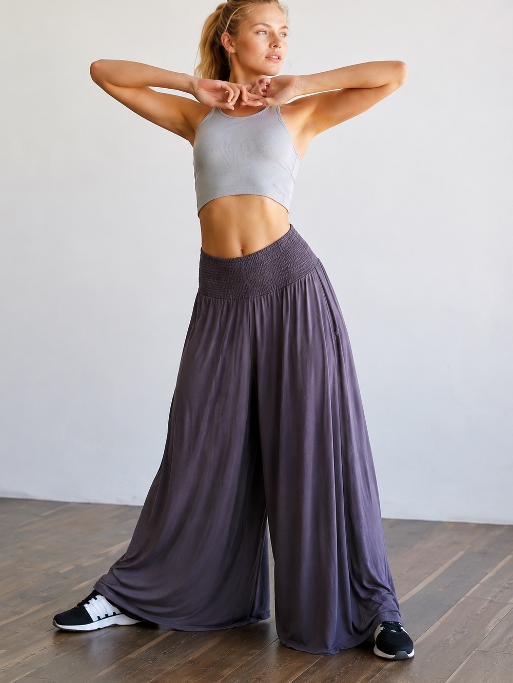 Free People Movement Going Places Convertible Wide Leg Pants Gray medium